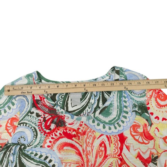Chicos Floral Print Paisley Boho Top Womens 1 US M 3/4 Sleeve Scoop Neck Tunic - Picture 4 of 16